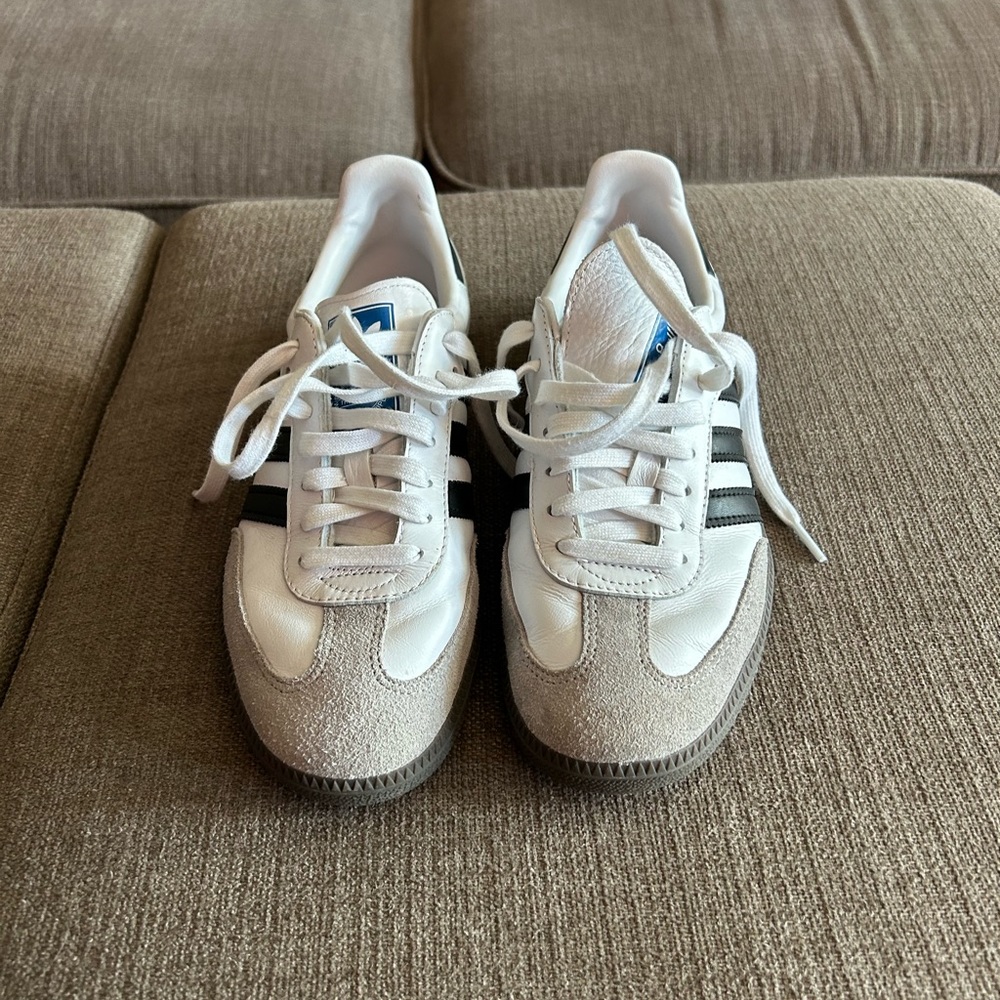 White Adidas Sambas size 8